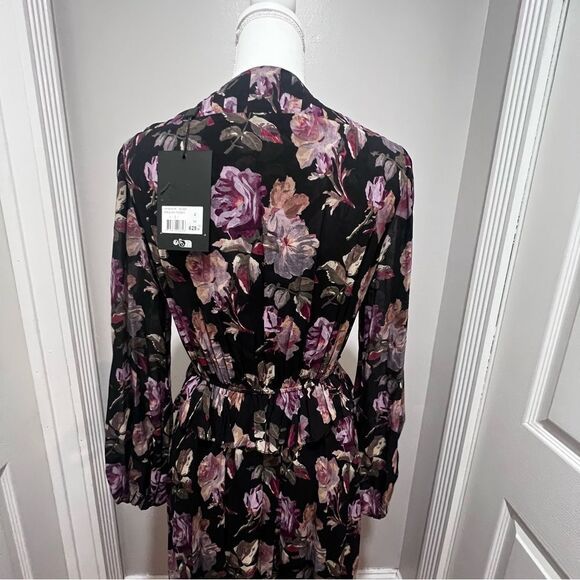 NWT The Kooples BLACK LONG FLORAL PRINT DRESS size 8 women's - Picture 15 of 16